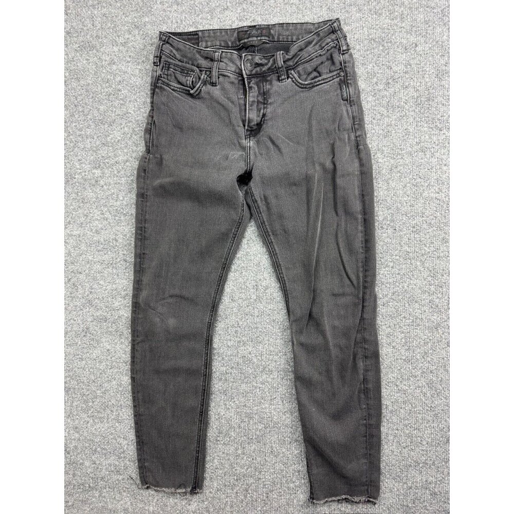 Silver Mazy Jeans Women's W29 x‎ L27 Black Denim Ankle Skinny Raw Hem Mid Rise